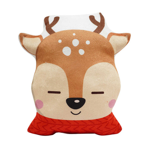 Stuffed Christmas Deer Printed Plush Cushion - Uncommongifts.in